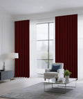 Burgundy Red Blackout Curtains 96 Inch Long 2 Panels Rod Pocket Window Drapes Darkening Thermal Insulated Light Blocking For Bedroom And Living Room W52 X L96 installed in a living room.