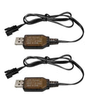 Two Pack 7.4V USB Charging Cable With SM3P Plug For RC Cars Trucks Tanks Huina 1575 DE43 DE60 And Other 7.4V LiPo Batteries