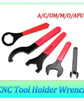 Precision ER Spanner Wrench Tool Kit For ISO Collet Nuts With Hardened Steel Build Fits ER8 11 16 20 25 32 40 Sizes set on white background.