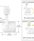 Dope 9W 4000K LED Track Light Heads Dimmable 3 Wire H Type Fixture dimensions and rotation angles
