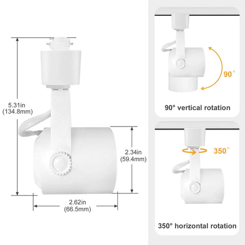 Dope 9W 4000K LED Track Light Heads Dimmable 3 Wire H Type Fixture dimensions and rotation angles