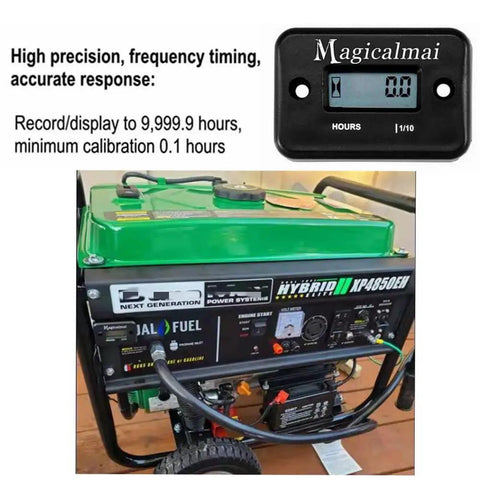Inductive Hour Meter For Gas Engines And Generators, Mowers, Pressure Washers, Marine Gear, ATVs, Dirt Bikes, Motorcycles, Outboards, Waterproof Black Gauge with generator
