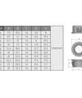 Dimensions for Three Eighths Inch Snap Bushing Grommet Kit in Black Nylon Cable Protector 100 Pieces Durable PA66, including measurements