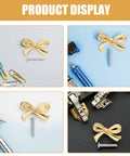 Brass Bowknot Drawer Pulls Set Three Pack For Dresser Wardrobe Cupboard And Bookcase Cabinet Hardware shown in product display