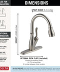 Dimensions of Traditional Brushed Nickel Kitchen Faucet With Pull Down Sprayer And Single Handle For Hassle Free One Hole Install.