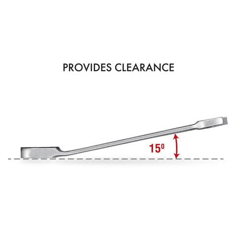 41mm Metric Combination Wrench With Open End And Box End, Angled 15 Degree Open Head For Tight Spaces, 12 Point Box End With 15 Degree Offset