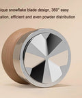 Espresso tamper accessory featuring unique snowflake blade design for 58mm espresso kit, ensuring even powder distribution.