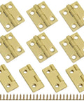 Ten Pack 1 Inch Brass Butt Hinges With Screws For Cabinets Drawers And Jewelry Boxes DIY Friendly Durable Solid Brass Rust Proof Easy Install Heavy Duty Hardware Kit By Quweiz displayed with screws