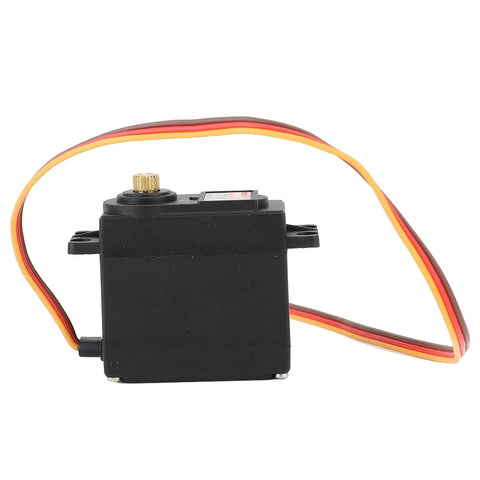 Beast Mode Heavy Duty Full Metal Gear RC Servo Motor With Digital Precision Control showing side view and wires for connection.