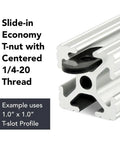 Centered Slide-In T-Nuts 10-32 For 10 Series Aluminum Extrusions, 1010 Steel With Black Zinc Finish in aluminum profile