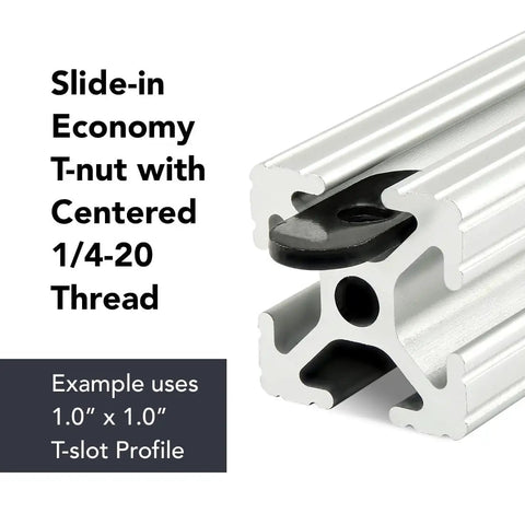 Centered Slide-In T-Nuts 10-32 For 10 Series Aluminum Extrusions, 1010 Steel With Black Zinc Finish in aluminum profile