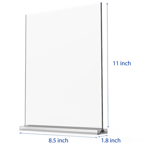 8.5 By 11 Acrylic Sign Holder Three Pack Vertical Double Sided Display Stands Clear for Desk and Counter Use side view