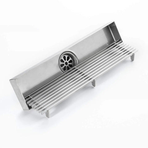 Slick Linear Shower Drain With A Heavy Duty Removable Cover Grate Plus Odor Locking Trap Built From Top Shelf 304 Stainless Steel.