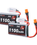 Two Beefy 2S 1100mAh LiPo Batteries with EC2 Female To IC2 Male Plug for Losi Mini LMT Axial UTB18 RC Upgrades
