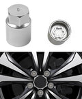 Locking Nut Remover Tool For Toyota And Lexus Wheel Locks shown with wheel lock nut socket adapter and car wheel close-up