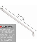 Wire Shelving Support Brackets For 12 Inch And 16 Inch Depth Shelves 12 pack shown with measurement