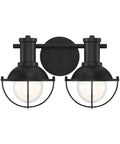 Black double light fixture with white bulbs, industrial style, not the Industrial Farmhouse 4 Light Bathroom Vanity Fixture In Brushed Gold