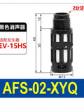 Hella Strong Pneumatic Vacuum Generator Delivering Serious Negative Pressure Suction Flow With Fully Enclosed Silencer Assembly For Heavy Duty Industrial Fabrication, black silencer assembly with dimensions.