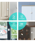 Zigbee Door And Window Sensor For Smart Home Monitoring, Real Time Alerts And Keeps Tabs On Doors, shown on door, cabinet, window