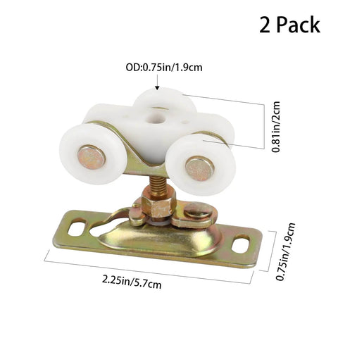 Two Pack Three Quarters Inch Sliding Pocket Door Rollers Assembly With Top Hanger And Four Screws Included Replacement Part Kit For Bypass Closet Doors And Smooth Quiet Operation