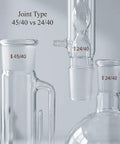 Close-up of Soxhlet Extraction Set 500ml 45 To 40 And 24 To 40 Lab Glassware showing joint types and Allihn condenser.