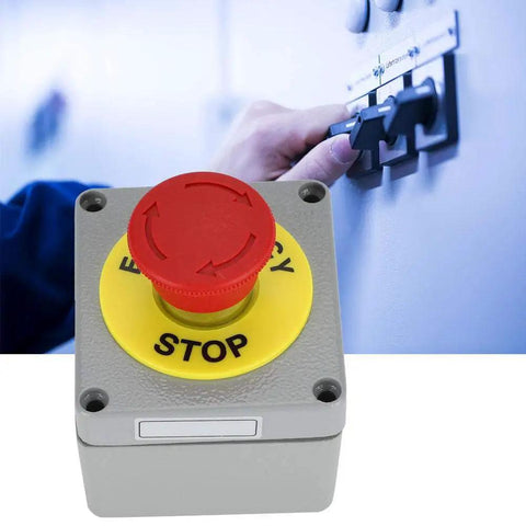 Red Emergency Stop Push Button Switch 22mm Aluminum Enclosure Normally Closed Momentary Stop Button Industrial Control Station IP66