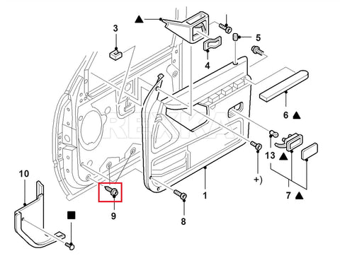 Diagram showing Badass 50 Piece Black Nylon Door Trim Panel Retainer Clips and Interior Fasteners for Ford vehicle parts.