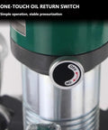 Close-up of one-touch oil return switch on Heavy Duty Pro Grade Hydraulic Gear Puller Kit With 2 And 3 Jaw Bearing Pullers For Sprockets Axles And Rotors 50T Load Capacity Hydraulic Cylinder Repair Tool Versatile Horizontal And Vertical Use For Mechanics And DIY