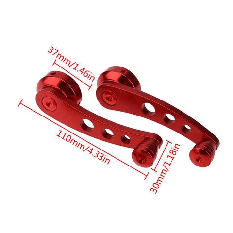 Upgrade Your Ride With These Heavy Duty Billet Aluminum Window Handle Cranks Silvery Fit For Most Cars Replaces Old Winder Kits Durable Anodized Finish Auto Interior Parts red billet aluminum window cranks, 110mm and 37mm size