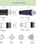 Product diagram showing dimensions of 10 Pack M12 5 Pin Panel Mount Aviation Connectors Set Straight Male And Female Waterproof IP67 Circular Wire Connector.