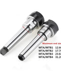 One Pc Cnc Machining Center Er Tool Holder For Lathe Spindle Mtb Taper showing two MTB taper ER tool holders with end size measurements.