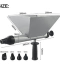 Heavy Duty Mortar Sprayer Electric Drill Attachment For Stucco Plastering Concrete showing dimensions and five precision tips.