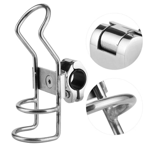 Stainless steel boat fishing rod rack with 32mm rail mount and 360° adjustable pole bracket with locking mechanism