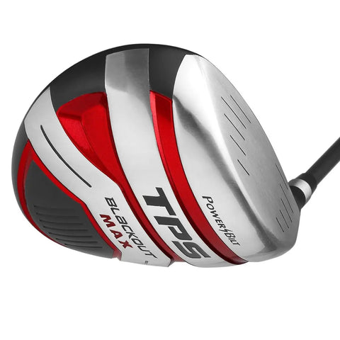 TPS Blackout Max Lefty Driver With 460cc Forgiving Head, Large Sweet Spot And High MOI, red and silver head, side angle
