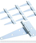 5 Inch Gate T Strap Hinges Zinc Plated Heavy Duty With Screws Pack Of 10 for sheds, storage gates, barns, displayed with screws