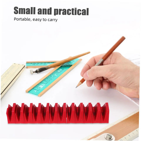 12 Piece Plastic Wrench Storage Organizer Tray in red for garage and workshop, shown with pencils and rulers on a desk
