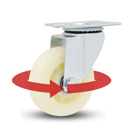 Badass Heavy Duty White Nylon Swivel Caster Wheels For Furniture Carts And Workbenches providing smooth quiet rolling with galvanized bracket.