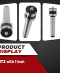 2MT 1-Inch Crown Spur Drive Center for Wood Turning Lathe with killer bite and positive drive, alloy steel construction