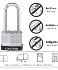 Six Pack Keyed Alike Laminated Steel Padlocks With Key Long Shackle 40mm Wide Body And 50mm Hardened Steel Shackle Weather Resistant Lock
