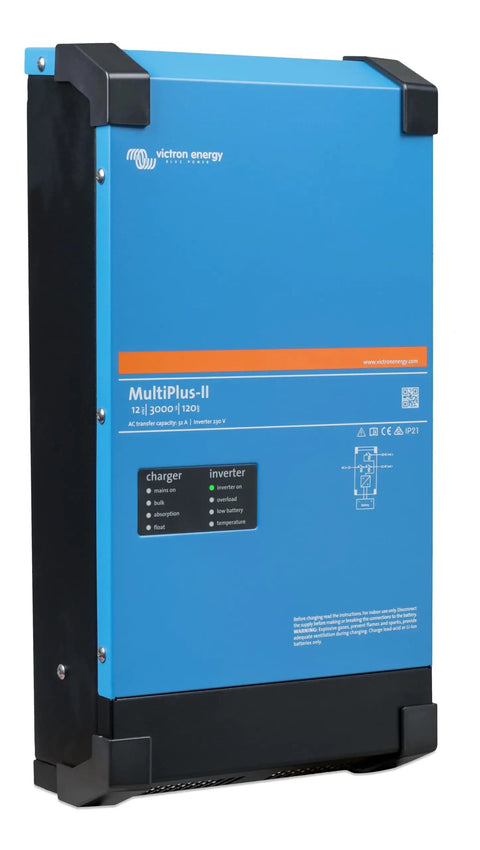 MultiPlus-II Pure Sine Wave Inverter Charger For 12-Volt Systems, 3000VA 120V Output, 120Ah Battery Ready, front view