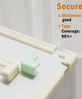 Foolproof Nbr Foam Edge Guards For Baby Proofing Living Space Plus Four Molded Corner Bumpers High Density Shock Absorbing Padding To Block Sharp Table Edges In Warm Beige on a table.