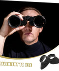 Man using binoculars with Two Pack Eyepiece Covers Soft Rubber Lens Protectors For Microscope Telescopes Binoculars Scope And Eye Cups Dope For Outdoor Bird Watching And Proven Optical Gear Protection.