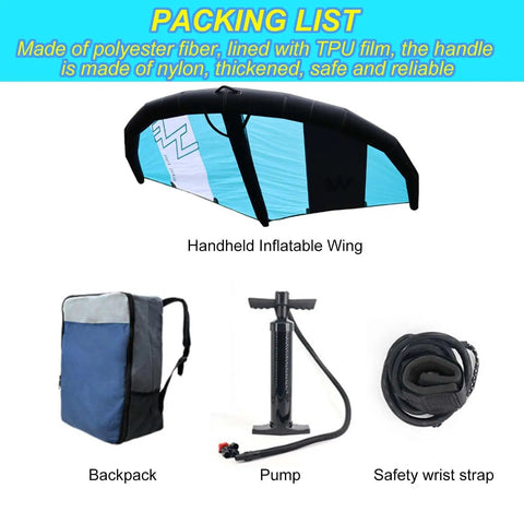 Inflatable Water Surfing Wind Wing 4 To 5 Square Meter Handheld Foil Kite for paddleboard with backpack, pump, strap