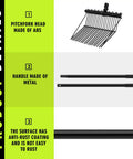 Three Pack Metal Manure Forks With Long Ergonomic Handles Heavy Duty Muck Rake product details shown with ABS head and anti-rust metal handle.