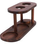 Handcrafted Solid Wood Pour Over Coffee Station Stand With Elevated Dripper Holder And Roomy Storage Base, dark wood finish.