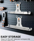 Wall-mounted stainless steel brackets for garage ready heavy duty wheel alignment tool kit with tape measures for cars trucks and SUVs