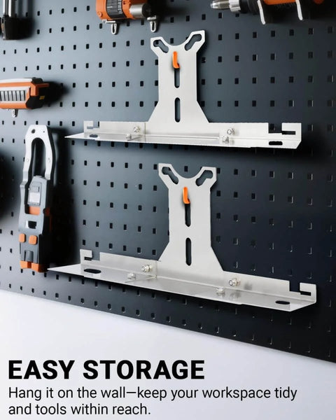 Wall-mounted stainless steel brackets for garage ready heavy duty wheel alignment tool kit with tape measures for cars trucks and SUVs