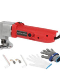 Sicwedim 500W Heavy Duty Electric Sheet Metal Scissors Cutter With Gloves, ergonomic design, suitable for steel cutting.