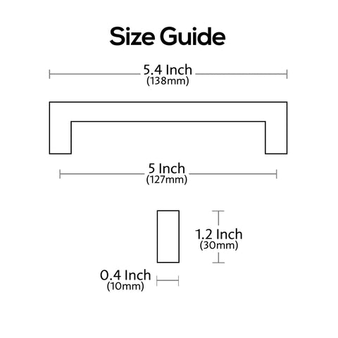 Diagram of Polished Chrome Cabinet Pulls 5 Inch 127mm Hole Centers showing dimensions and size guide for installation