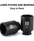 Beefy 4 Piece 1/2 Inch Drive Deep Impact Socket Set 6 Point CR-MO Chrome Moly Includes 1-13/16 In, 1-7/8 In with markings
